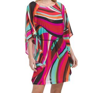 🦩Trina Turk🦩 Resort Swoop Belted Caftan Swirl Swim Coverup M /L NWT🩷
